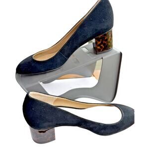 NWT Ann Taylor Lorene Black suede Pump animal print 2" Block Heel 6.5- 138$